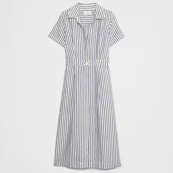 NWT! Banana Republic Black Linen-Blend Midi Shirtdress - Size Large 🐥 - Picture 4 of 7